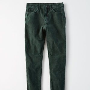 Green corduroy skinny jeans